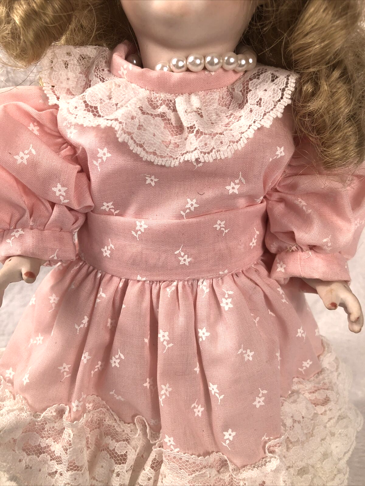 Porcelain Doll Vintage Bobble Head Movable Arms Legs / Stand