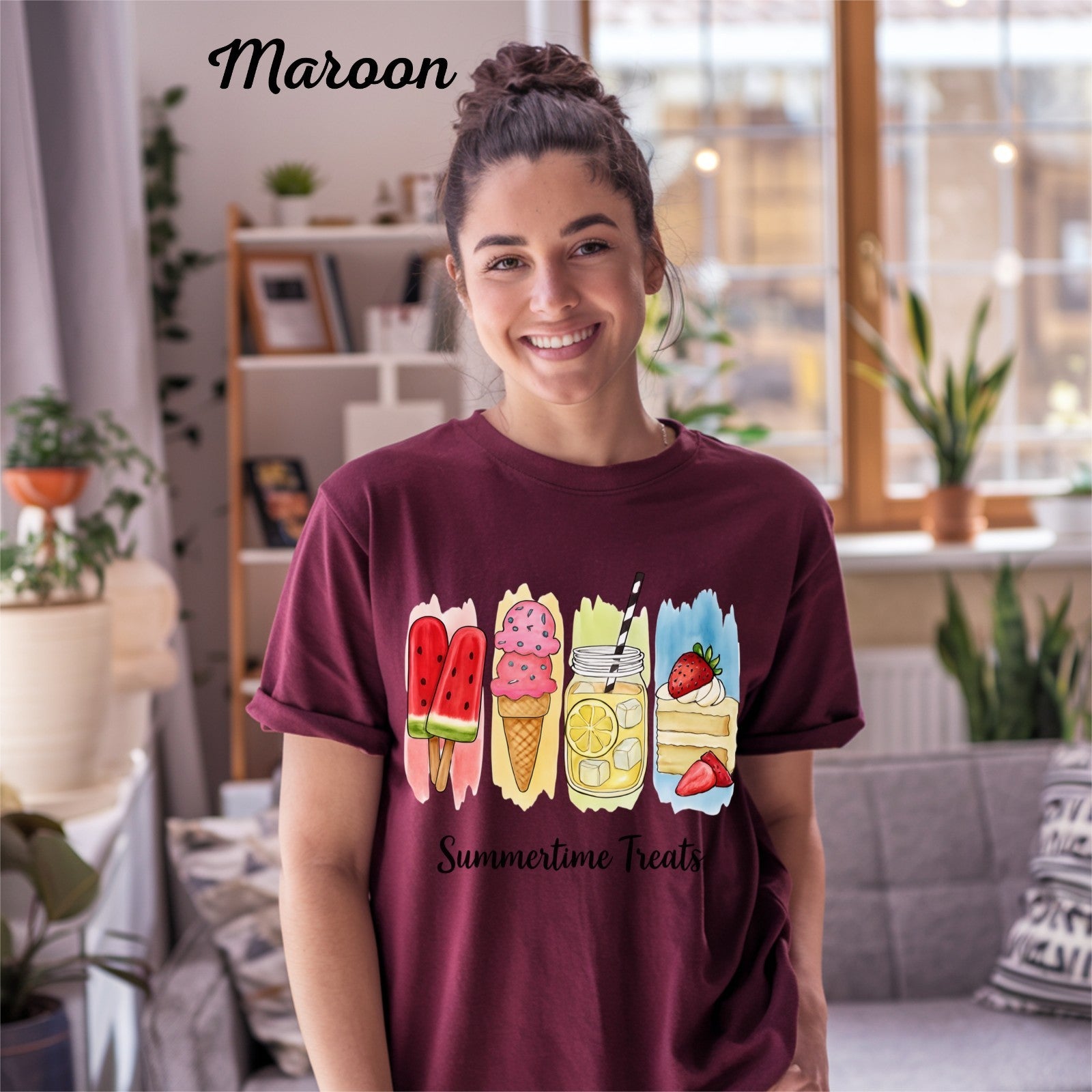 Womens Summertime Treats T Shirt Cute Summer Ice Cream & Popsicle Shirt