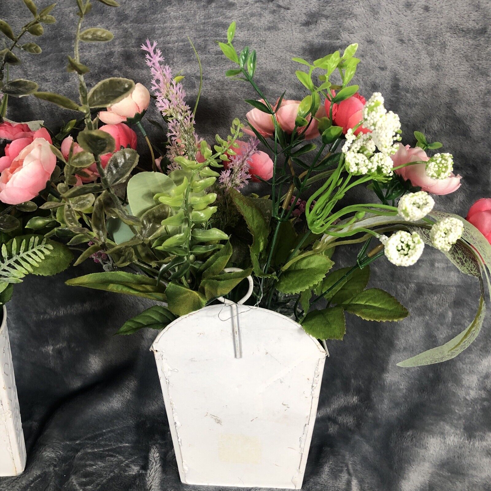 Artificial Hanging Flower Arrangements Handmade Floral Decor Two Piece Set