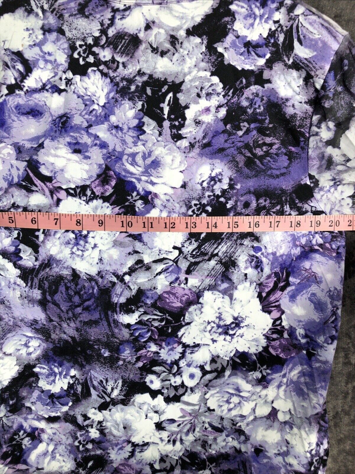 Roz&Ali Purple Floral Button Pockets Sher Sleeves V Neck Women’s Size L