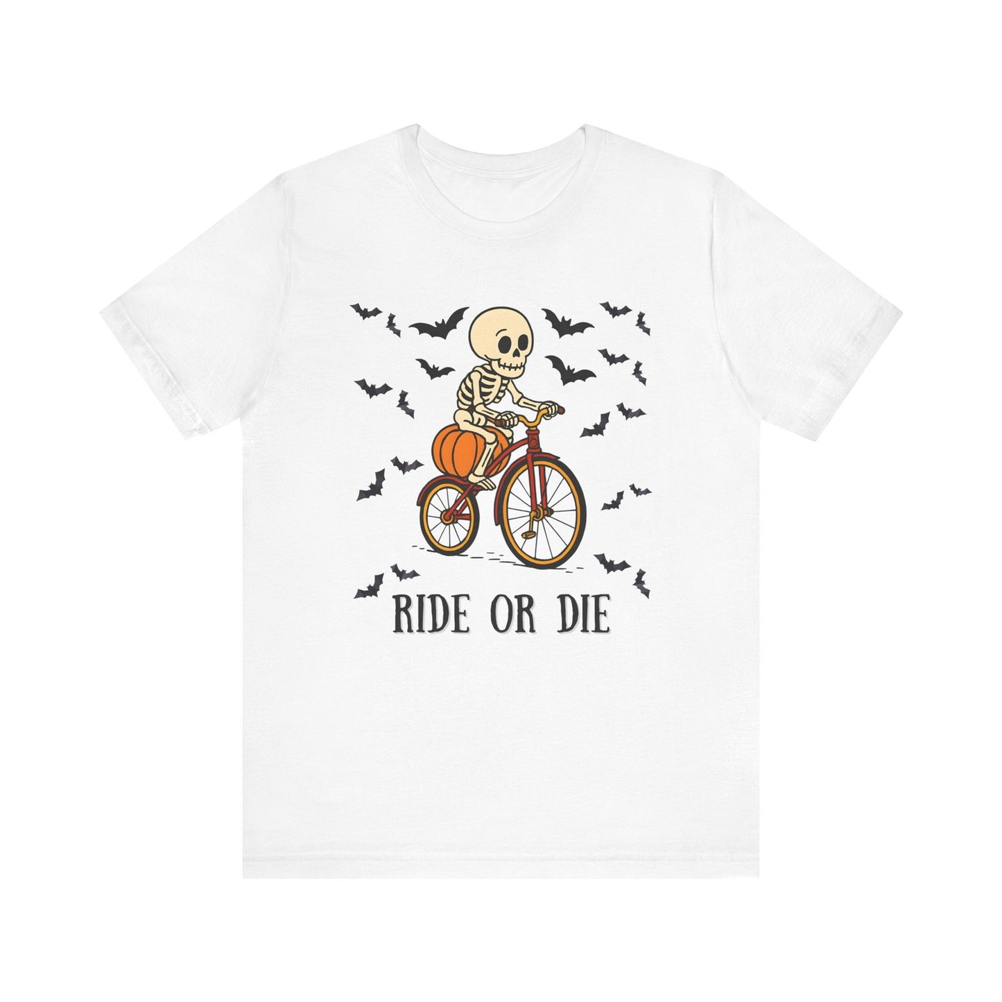 Womans Halloween T Shirt Bone to Ride Shirt  Skeleton on a Bike Skull Funny Tee