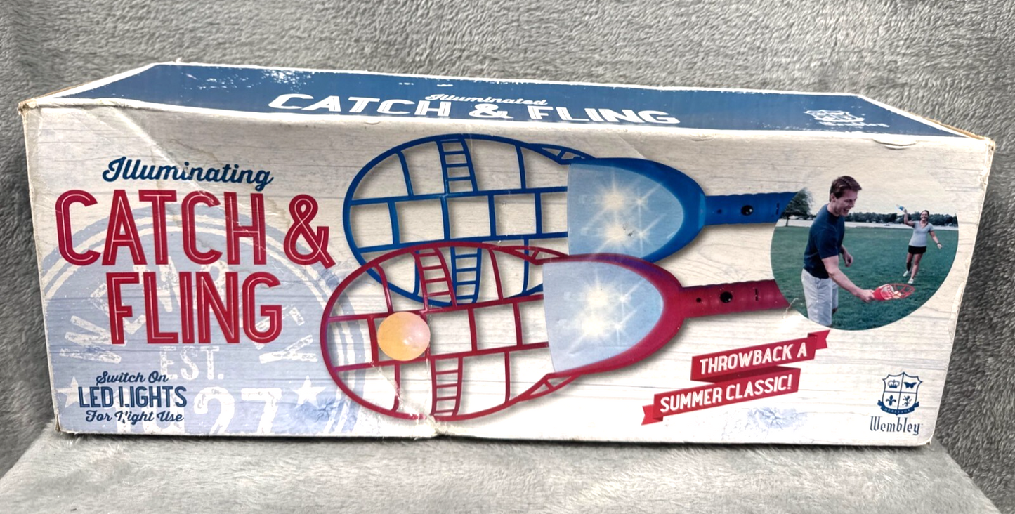 Catch & Fling Set Illuminated With Light-Up Scoops & 2" Plastic Ball For Outdoor