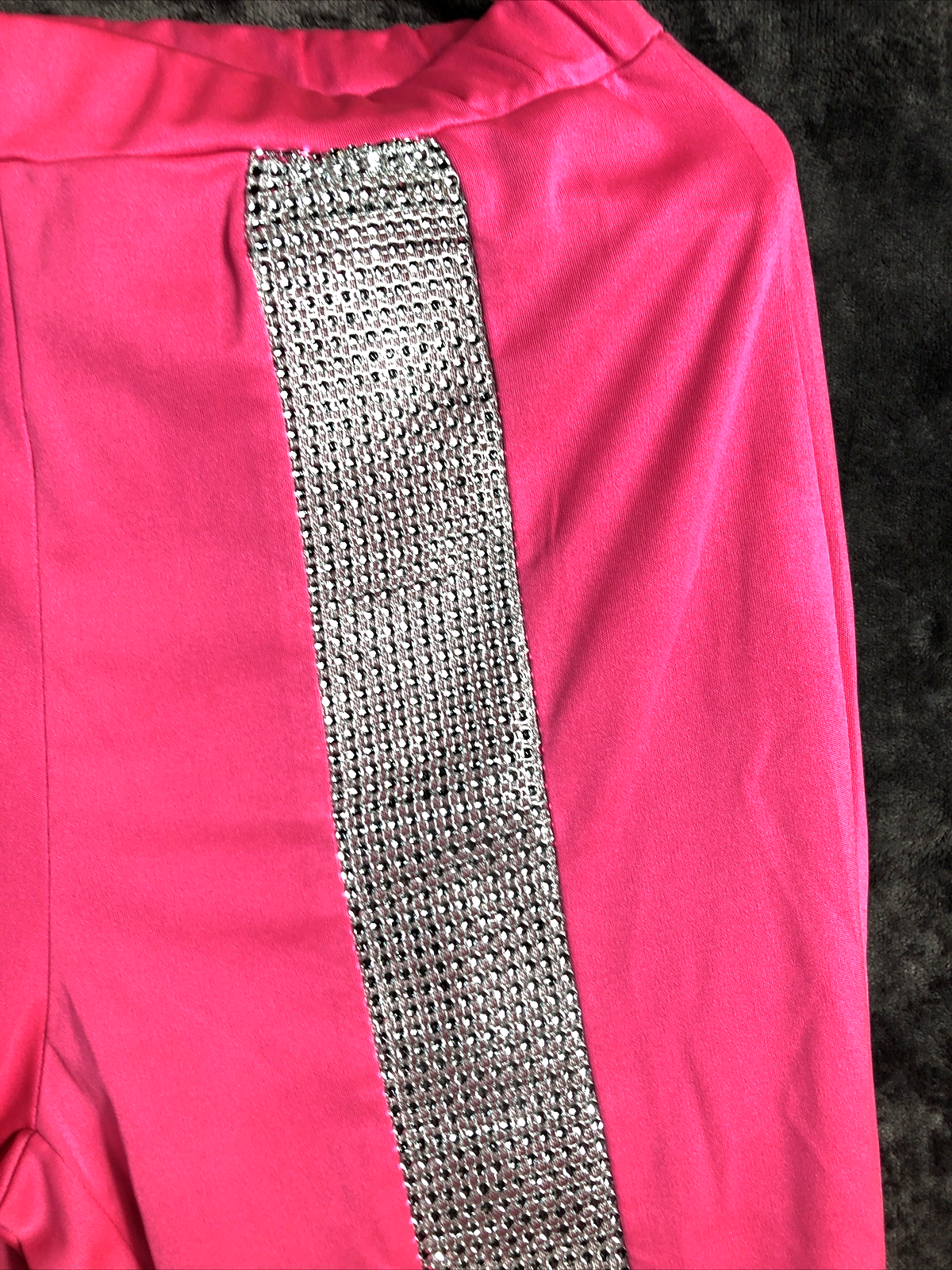 Womans 2 Peace Set Hot Pink Sliver Sparkle Size XL Spandex Club Dance Nitelife