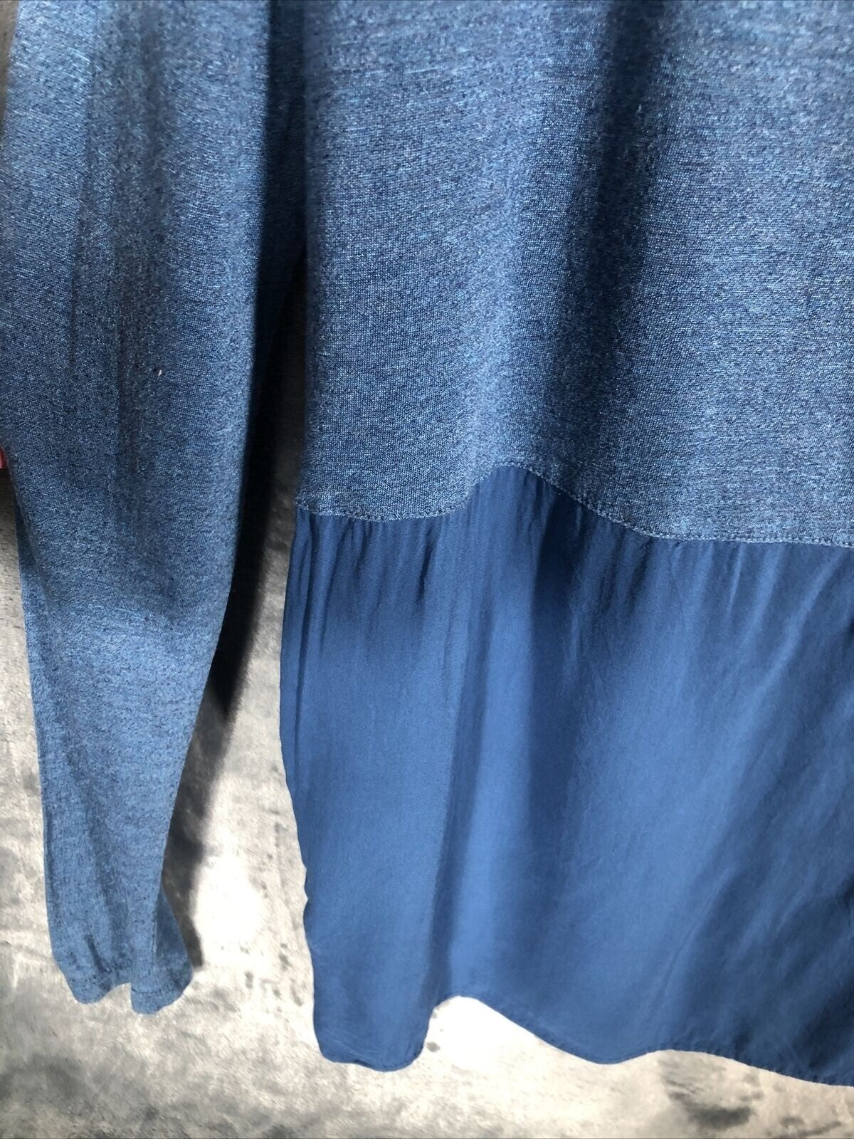 Lou & Grey Womens Blue Long Sleeve Two-Tone Top Medium