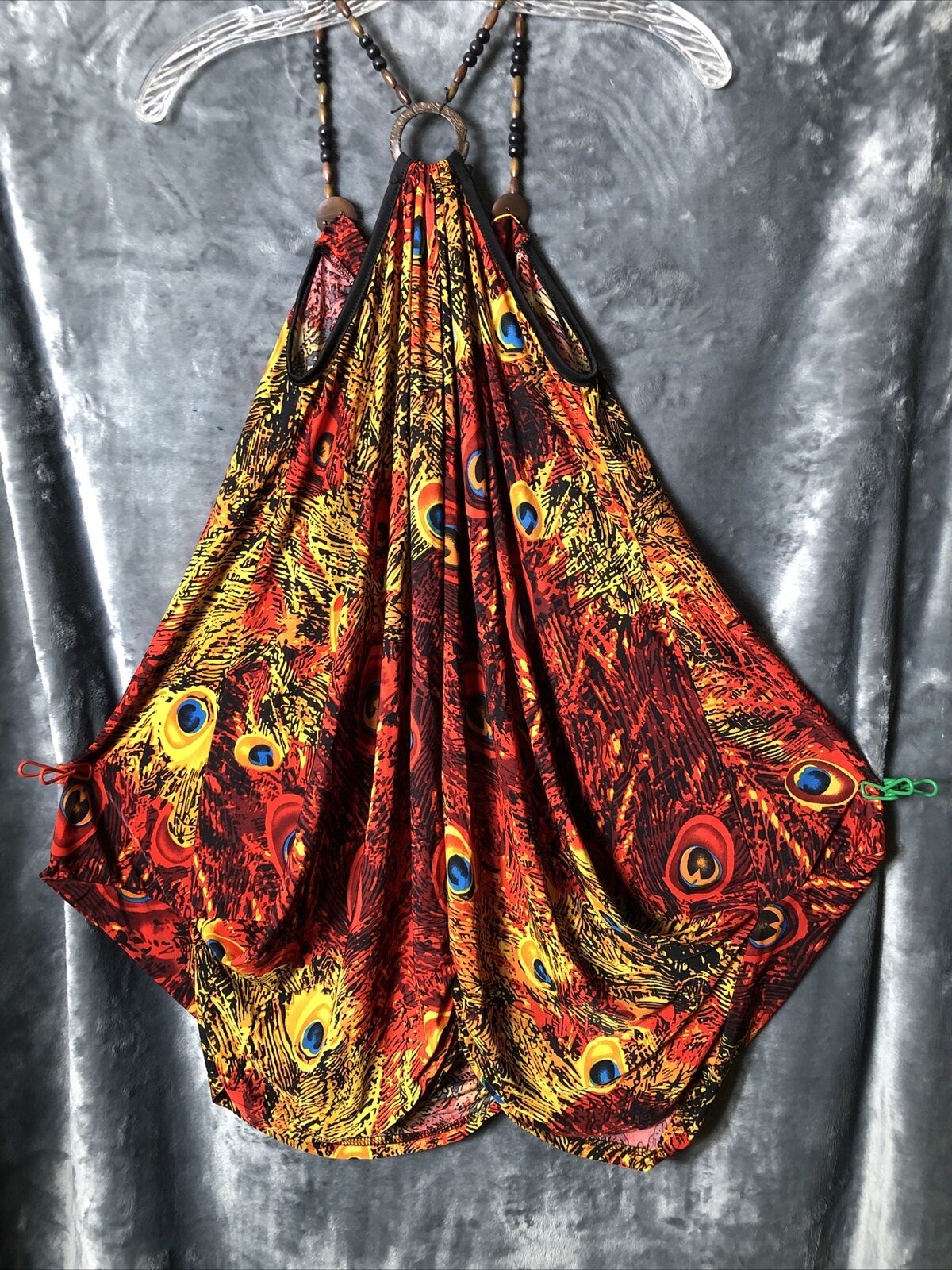 Beaded Tank Top , With Peacock Print, Women’s Size M