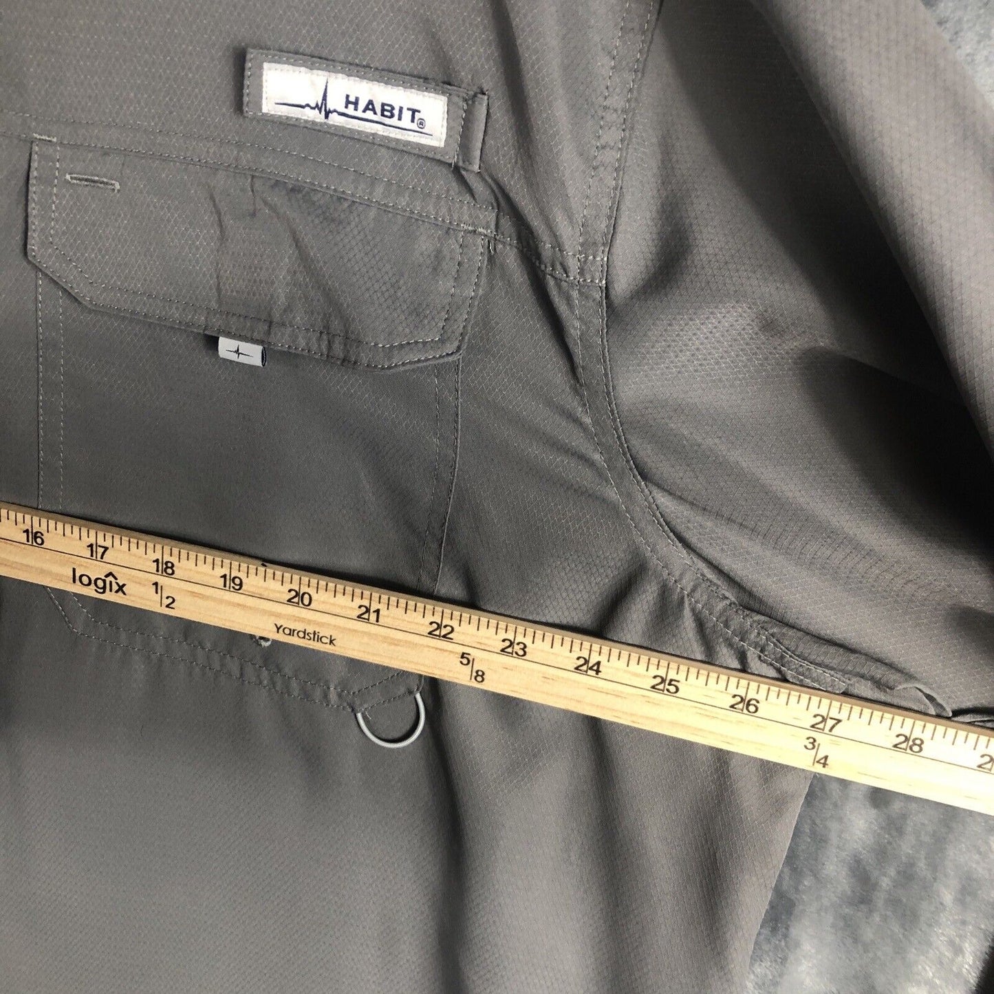 Habit Shirt Mens Extra Large Gray Long Sleeve Vented Fishing Outdoor