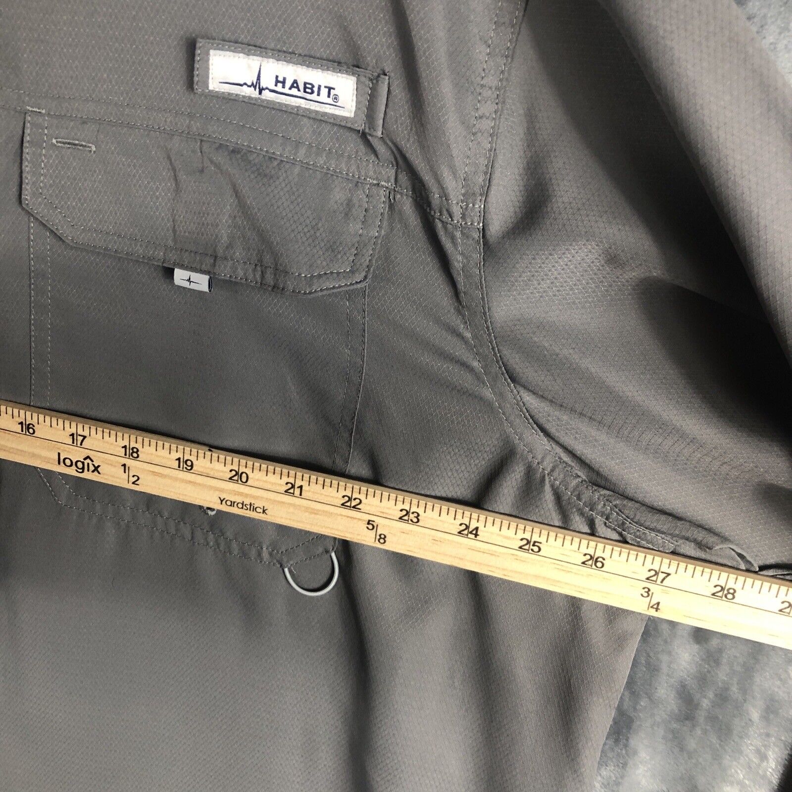 Habit Shirt Mens Extra Large Gray Long Sleeve Vented Fishing Outdoor