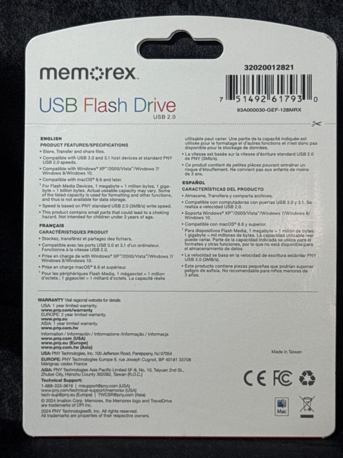 Memorex 128GB USB 2.0 Flash Drive With Swivel Cap Design