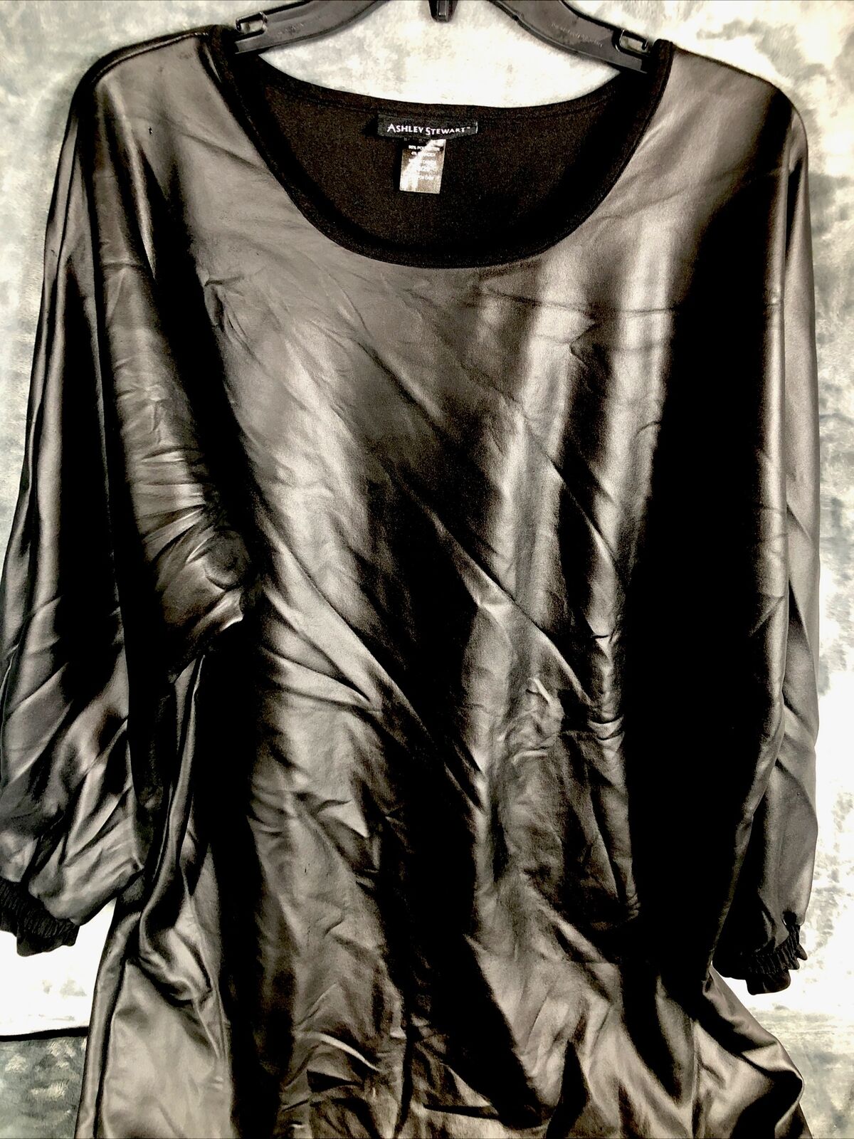 Ashley Stewart Dress Black Spandex Faux Leather Stretch Dress Size Adult 18/20