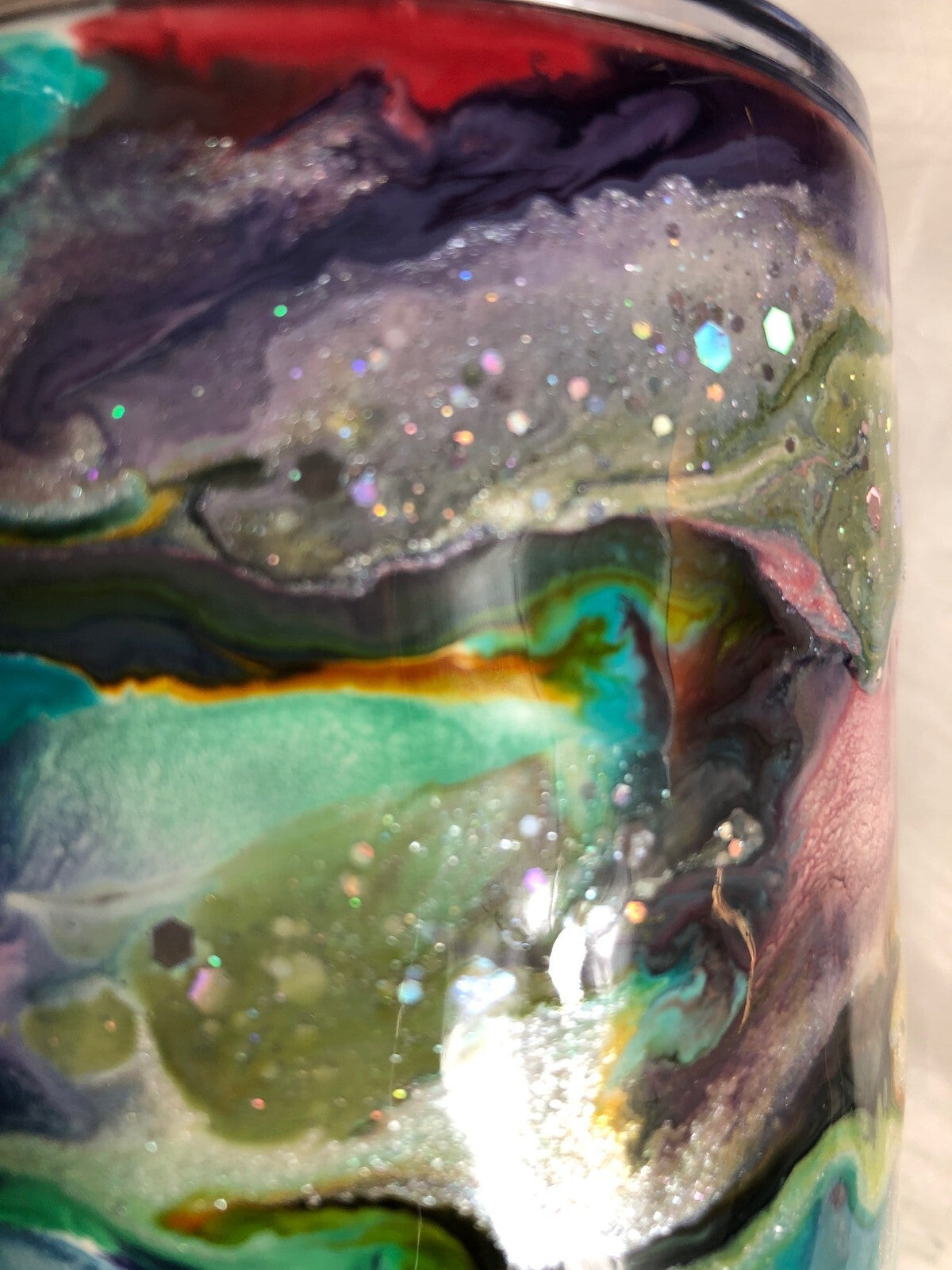 Alcohol Ink Tumbler With Lid & Straw Colorful Swirl Glitter