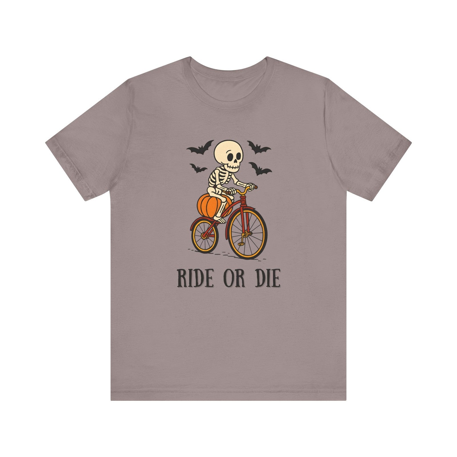Womans Halloween T Shirt Ride Or Die Shirt  Skeleton on a Bike  Funny Tee