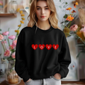 Valentines Day Womans Sweatshirt Love Heart Graphic Black Shirt