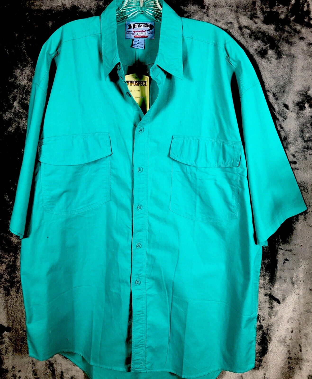 Introspect  Men’s Shirt Button Up Large X Tall Marine Color Fishing Shirt
