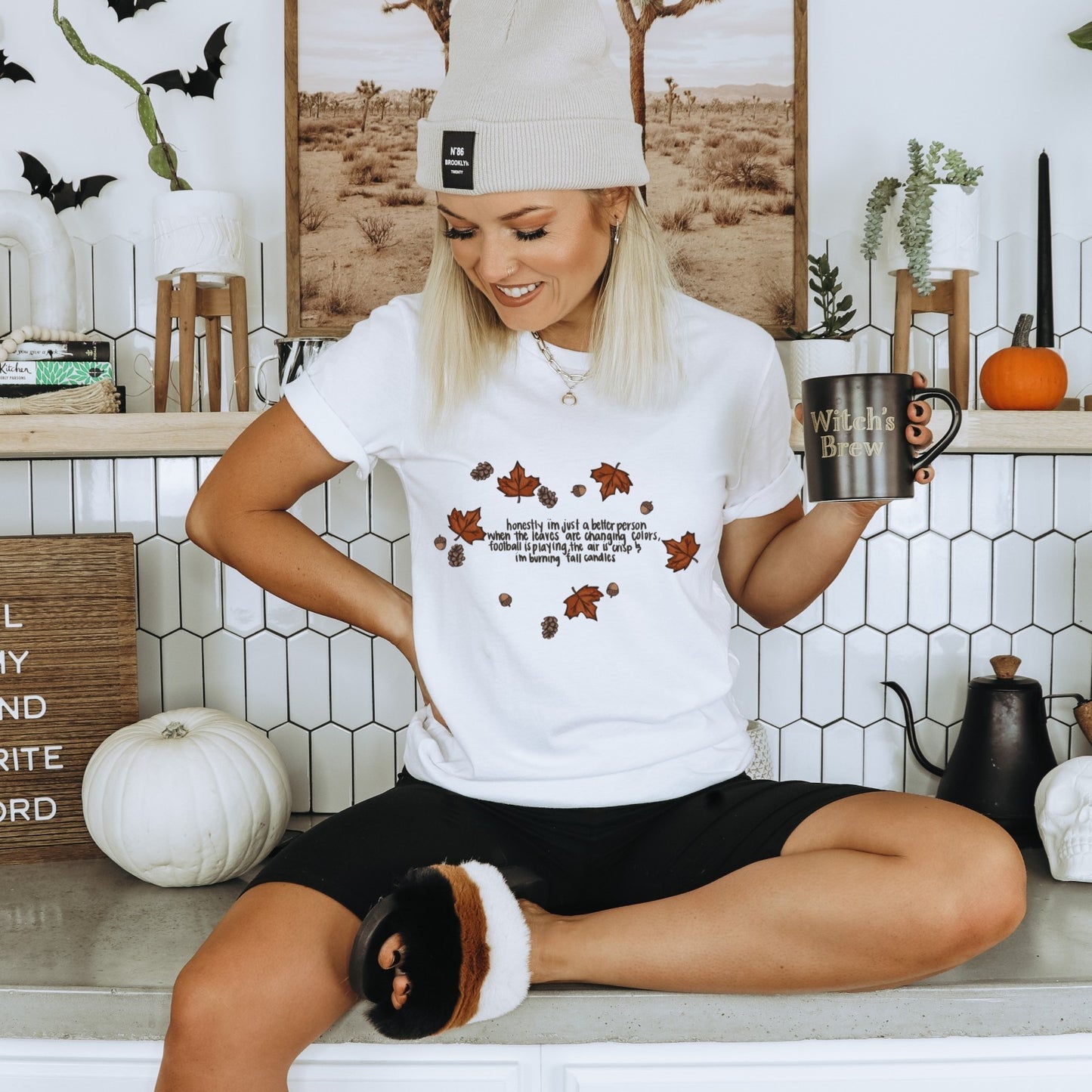 Womans Fall Shirt Autumn Is Calling Im A Better Person Nature Vibes Tee Cozy Top