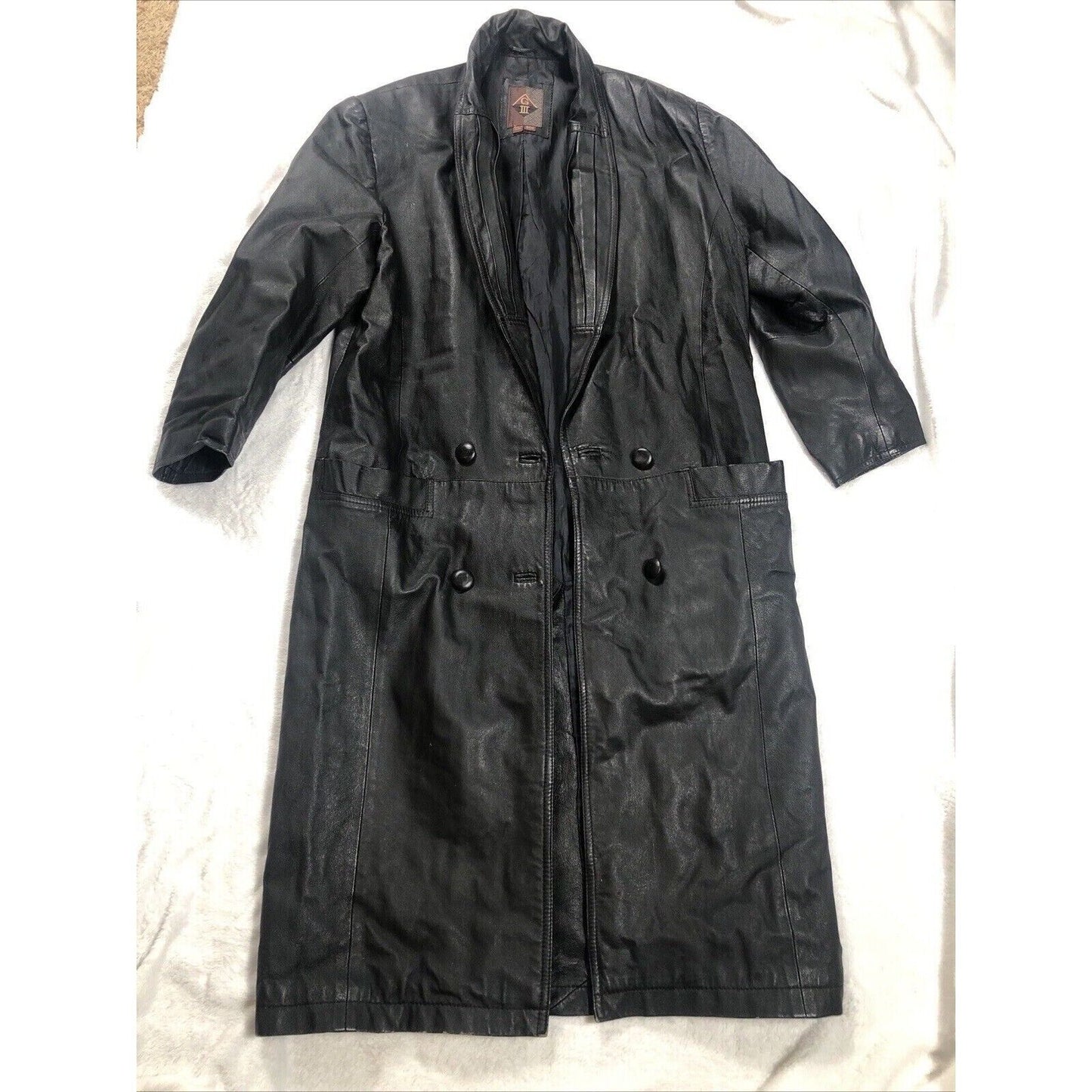 BB Dakota Coat Woman’s Leather Hooded Trench Coat Adult Medium Black