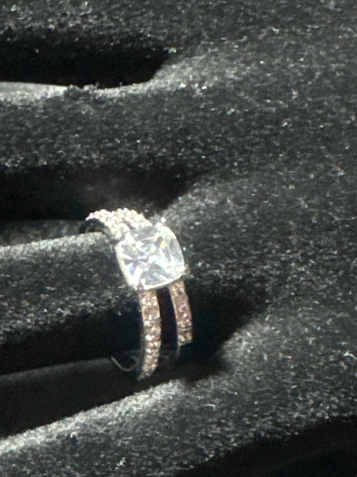Wedding Ring Set For Women Size 11 With Square-Cut Stone & Sparkling Band