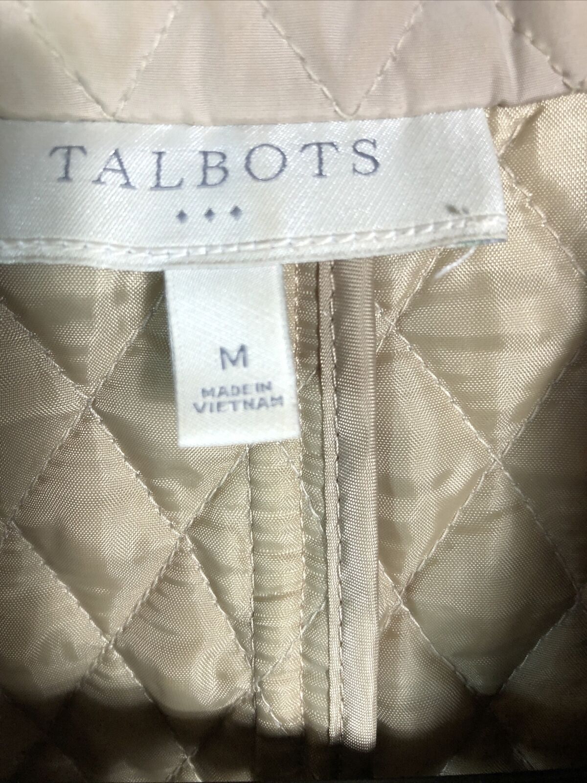 Talbots Vest Quilted Tan Two Pocket Zip Women’s Size Medium