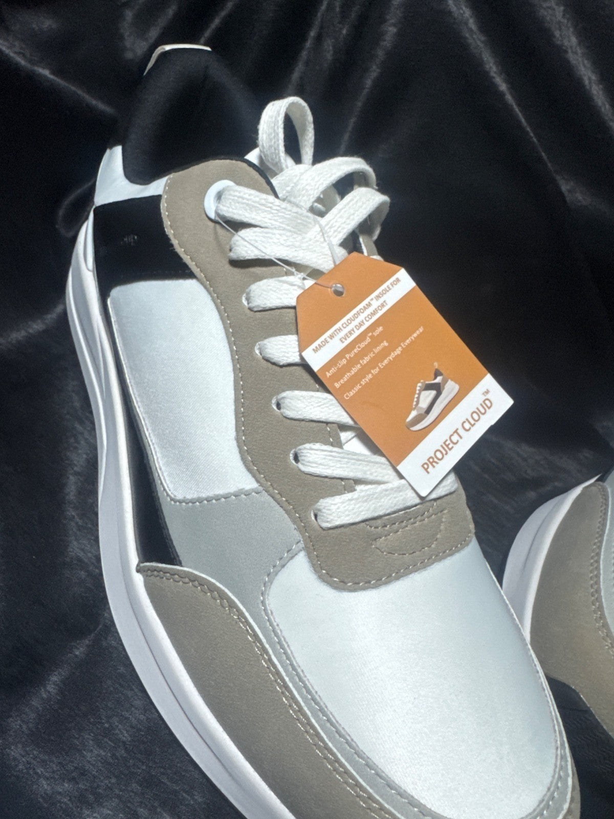 Mens Vegan Leather Sneakers By Project Cloud With Memory Foam Anti-Slip Sole