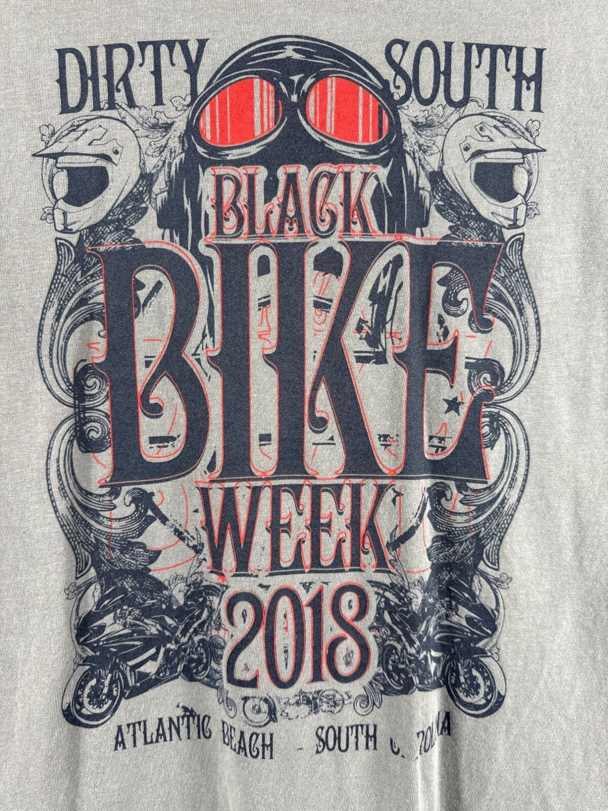 Biker T Shirt Dirty South Black Bike Week 2018 Myrtle Beach Shirt Gray T-Shirt M