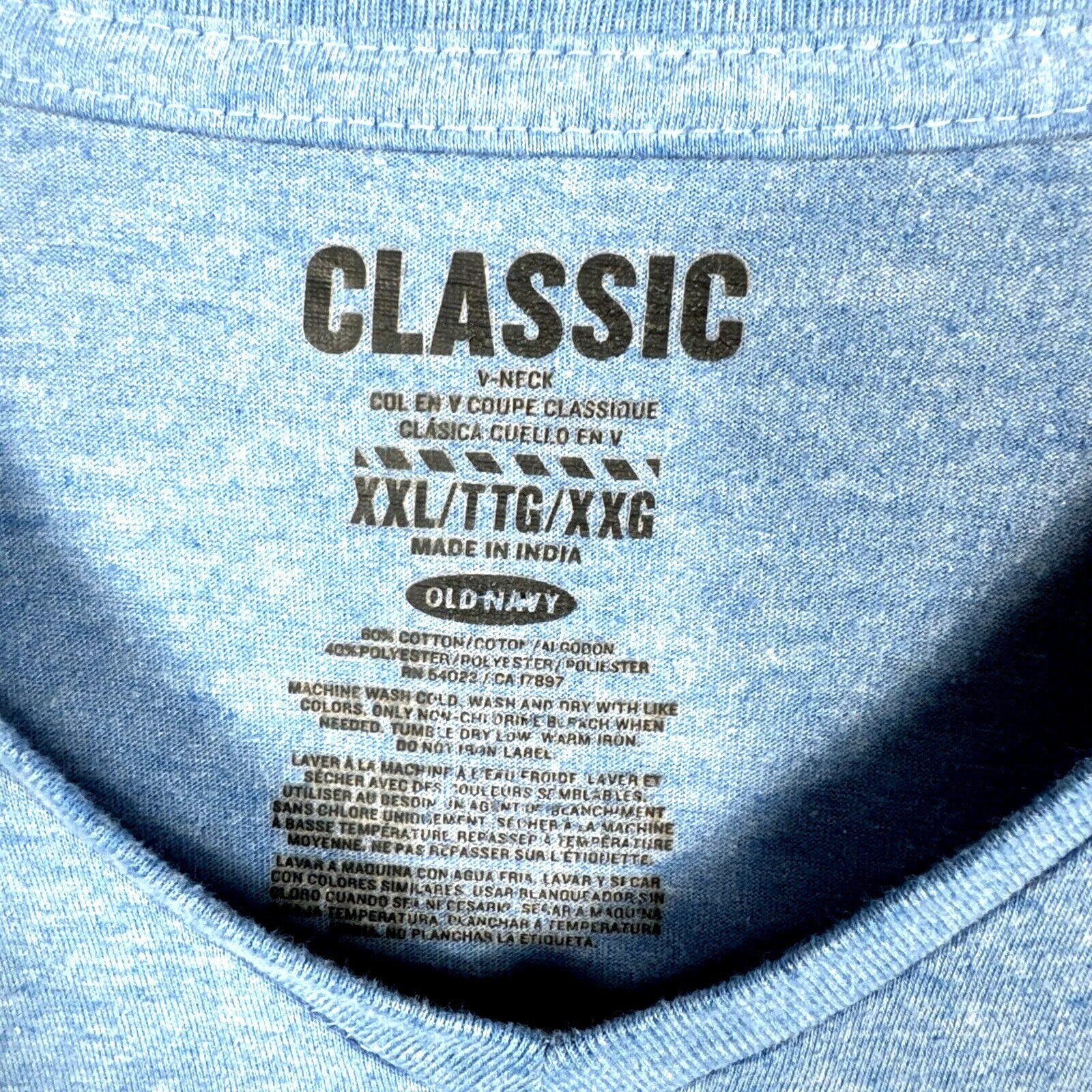 Old Navy Classic V-Neck Blue T-Shirt XXL Cotton/Polyester Blend