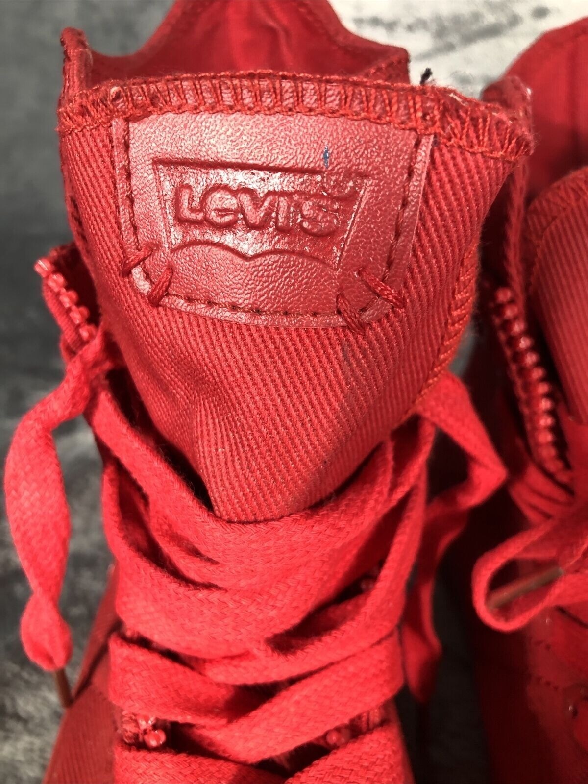 Levis Red High-Top Sneakers With Laces & Zippers Size 9