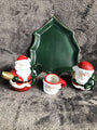 Miniature Tea Set Christmas 7 Piece Set Red Green Christmas