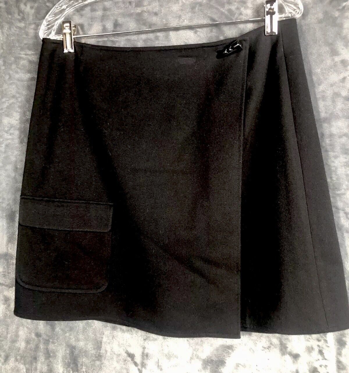 Talbot’s Velour Wrap Around Skirt Petites Short Black Stretch Size 14 So Soft!!