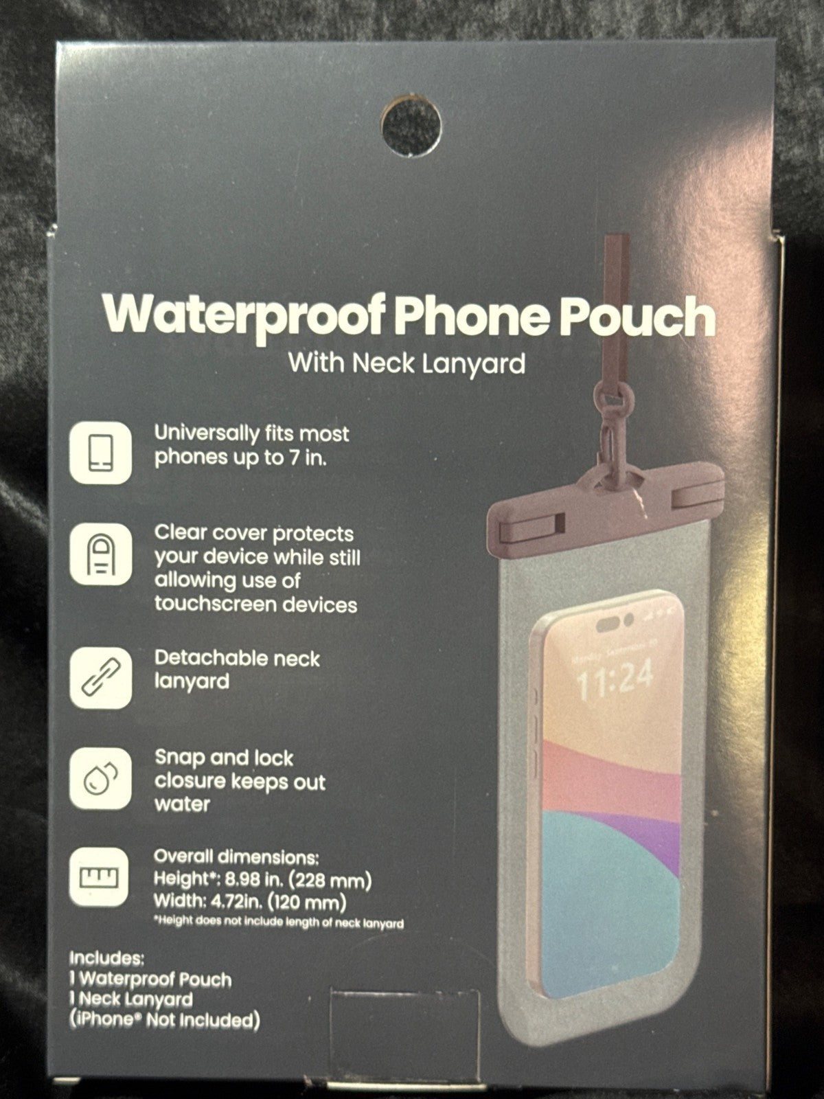 Waterproof Phone Pouch With Detachable Neck Lanyard For Devices Up To 7 Inches