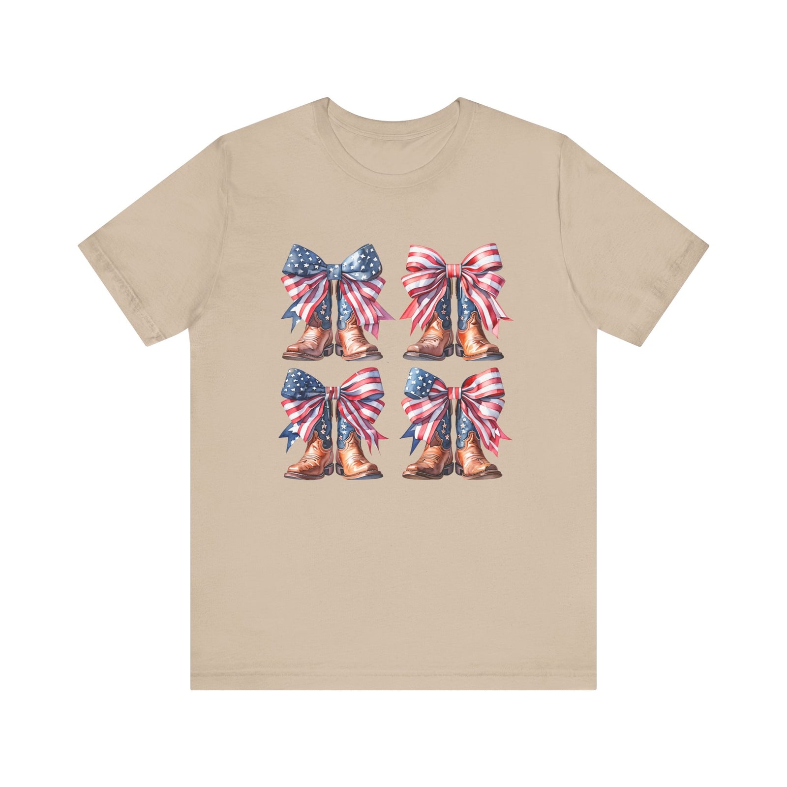 Womans T Shirt 4th of July American Flag Cowgirl Coquette Boots Top