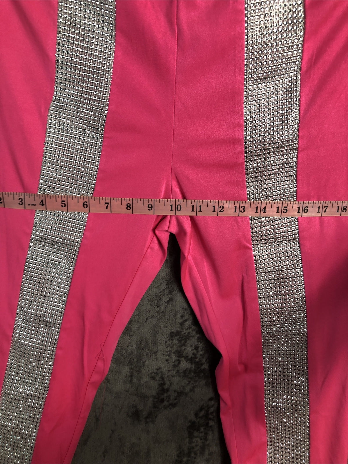 Womans 2 Peace Set Hot Pink Sliver Sparkle Size XL Spandex Club Dance Nitelife