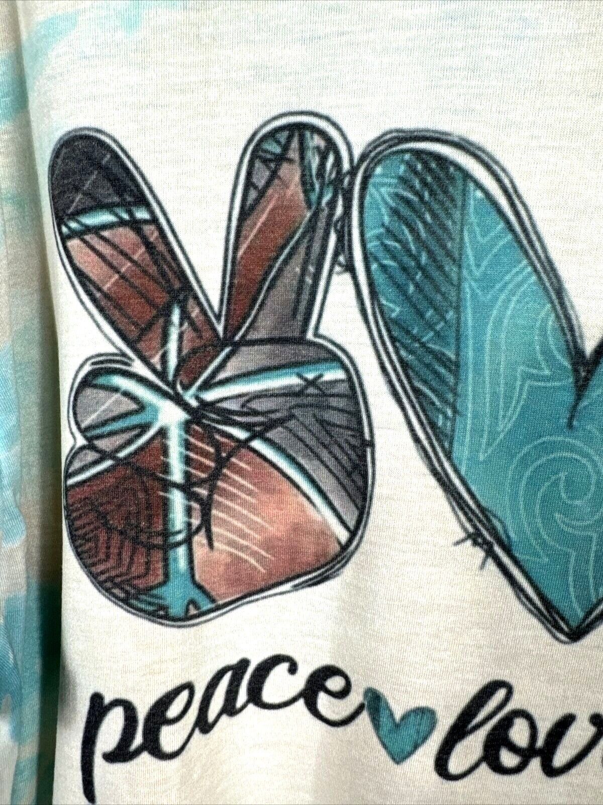 Women’s T-shirt Peace Love And Boots Cowgirl Bleached Blue Shirt Size Large
