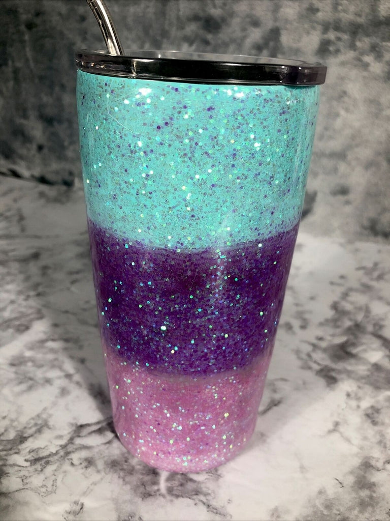 Stainless Steel Alcohol Ink Tumbler 20 oz Lid And Straw