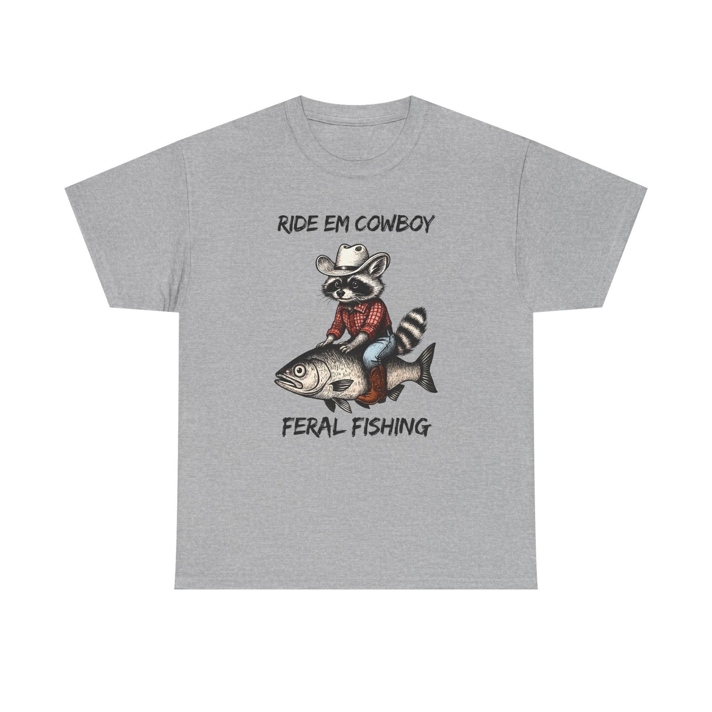 Cowboy Raccoon Riding Fish Tee | Funny Country Animal Shirt | Western Humor