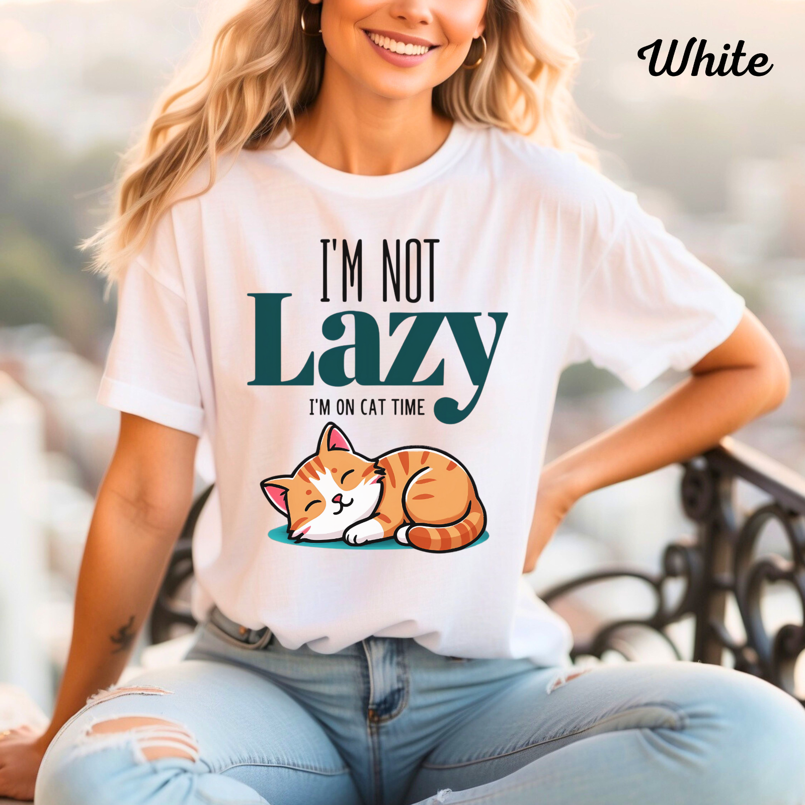Funny Womans T Shirt Im Not Lazy Im on Cat Time Unisex Shirt Funny Gift