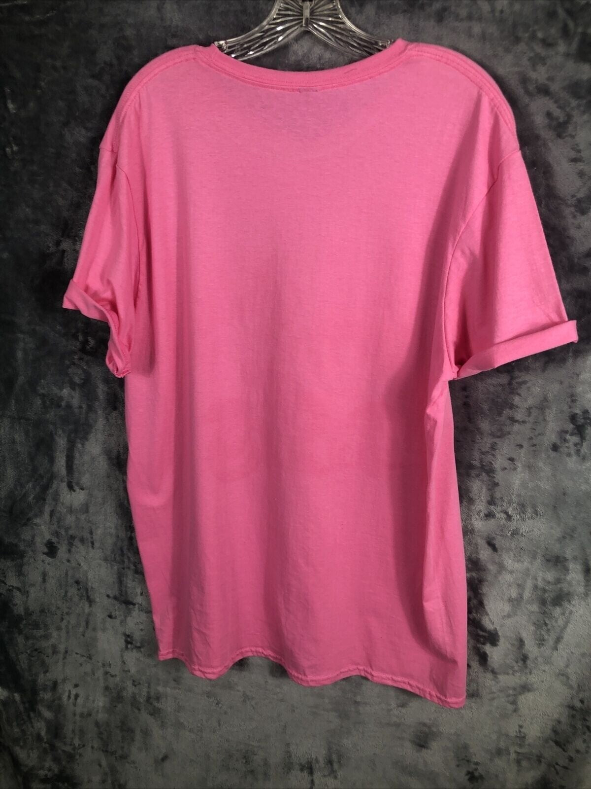Vintage Womans T Shirt Survivors Pink Graphic Tee With Wolf & Motorcycle Design