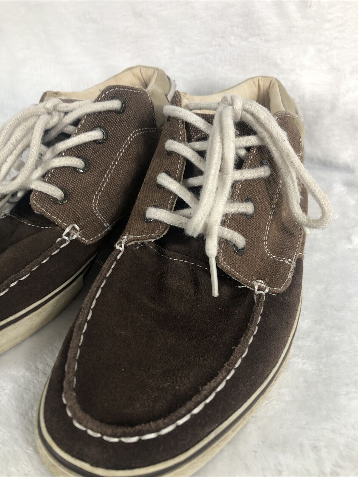 Mens GBX Shoes Brown Suede & Canvas Lace-Up Sneakers Size 12