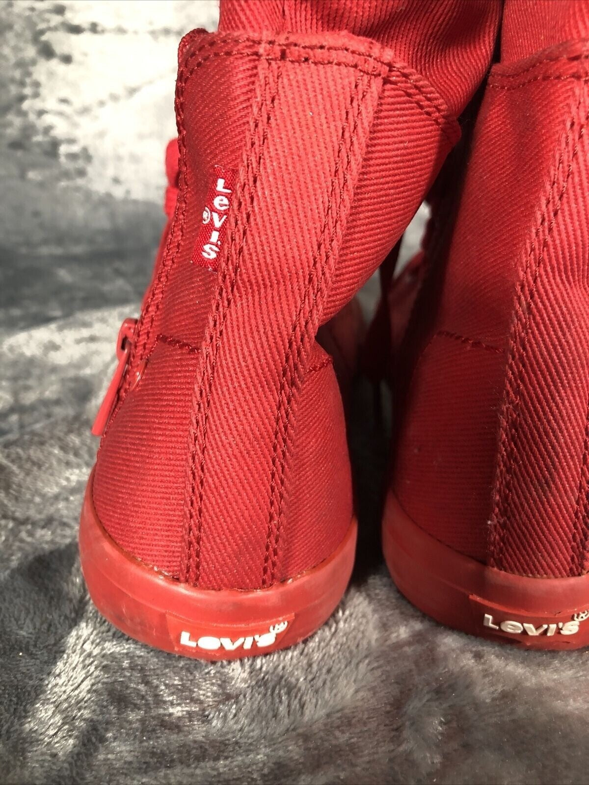 Levis Red High-Top Sneakers With Laces & Zippers Size 9