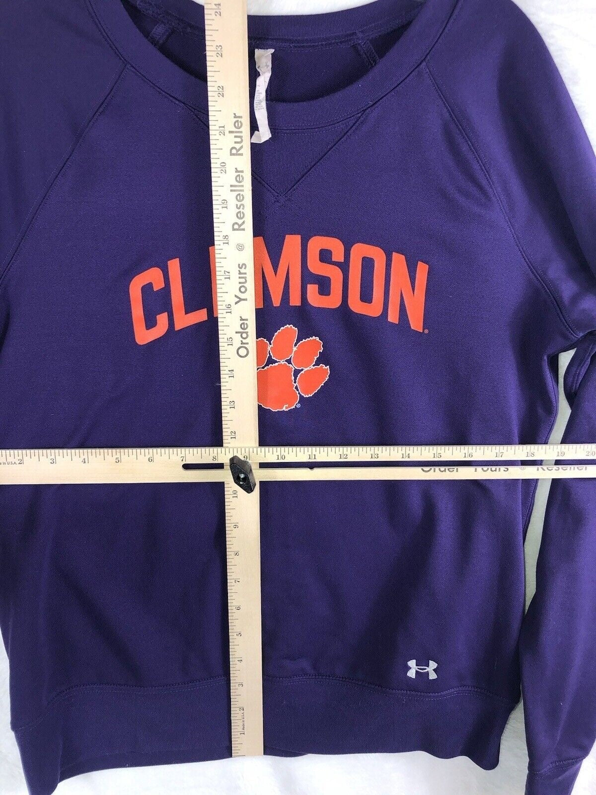 Under Armour Womens Clemson Sweatshirt Size L Purple & Orange Logo