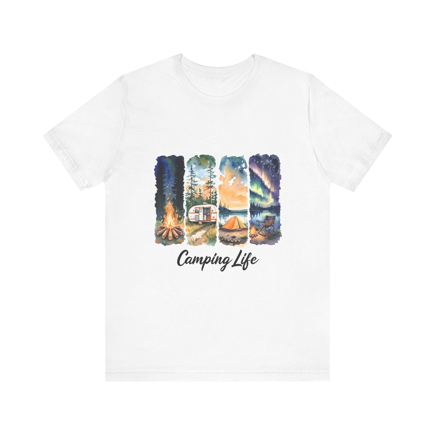 Womans Camping T Shirt RV Shirt Outdoorsy Gift Campfire Forest Hiking Nature Top