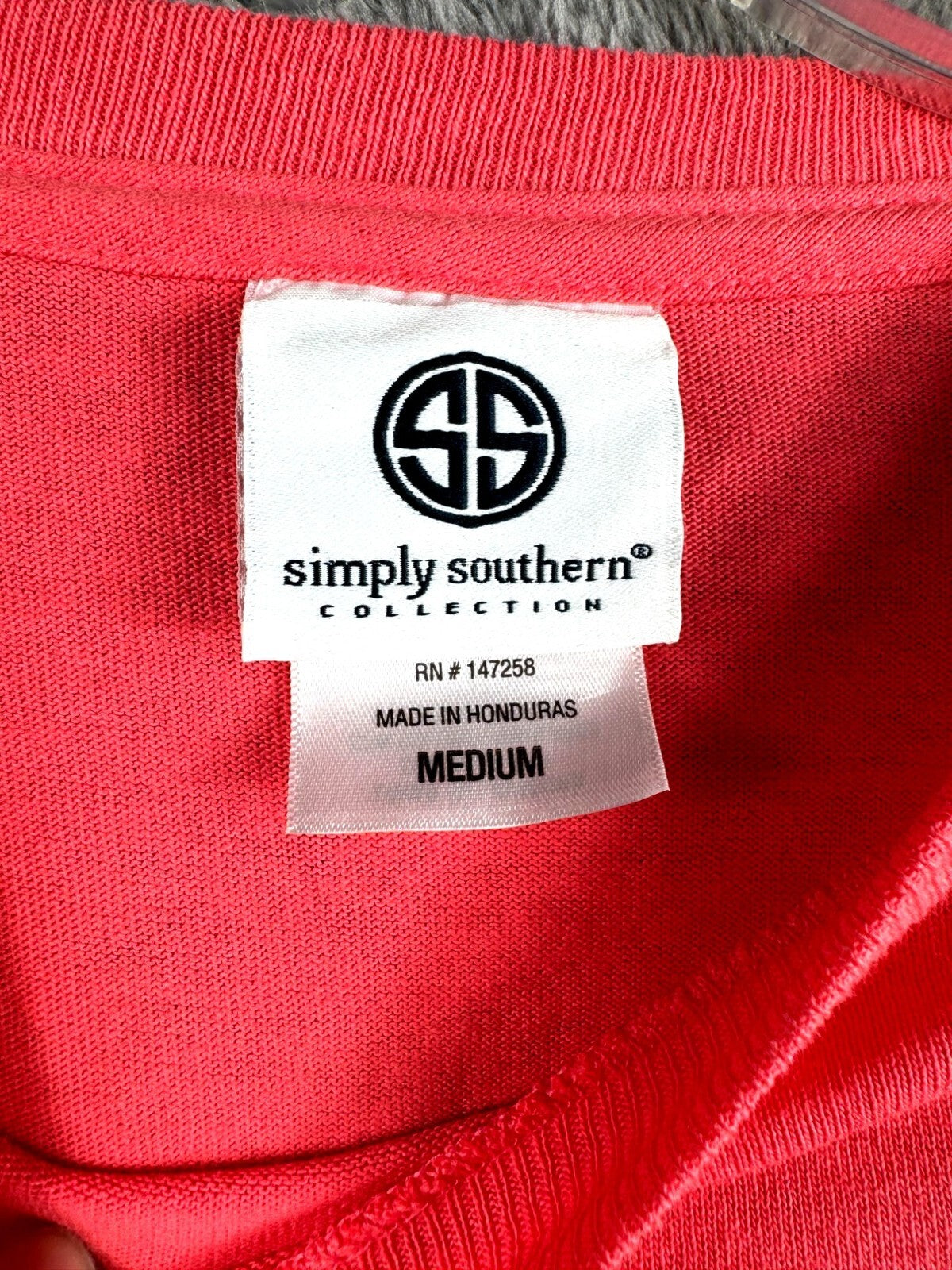 Simply Southern Womens Shirt Faithful Girl Long Sleeve T-Shirt Coral Medium
