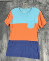 Red Cams Woman's Color Block Shirt Medium By 1931 In Blue Orange & Navy Top