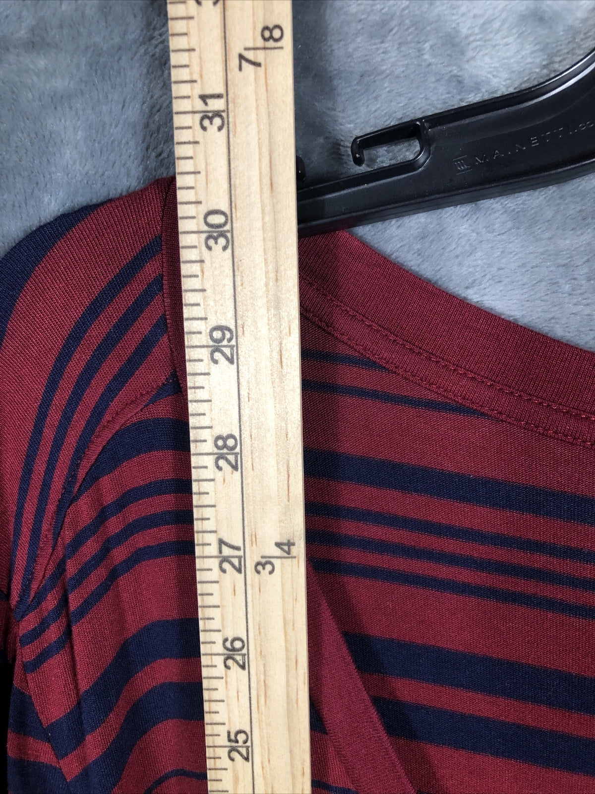 MERONA Casual TEE-LONG SLEEVE Size Adult Large Red Black Stripes