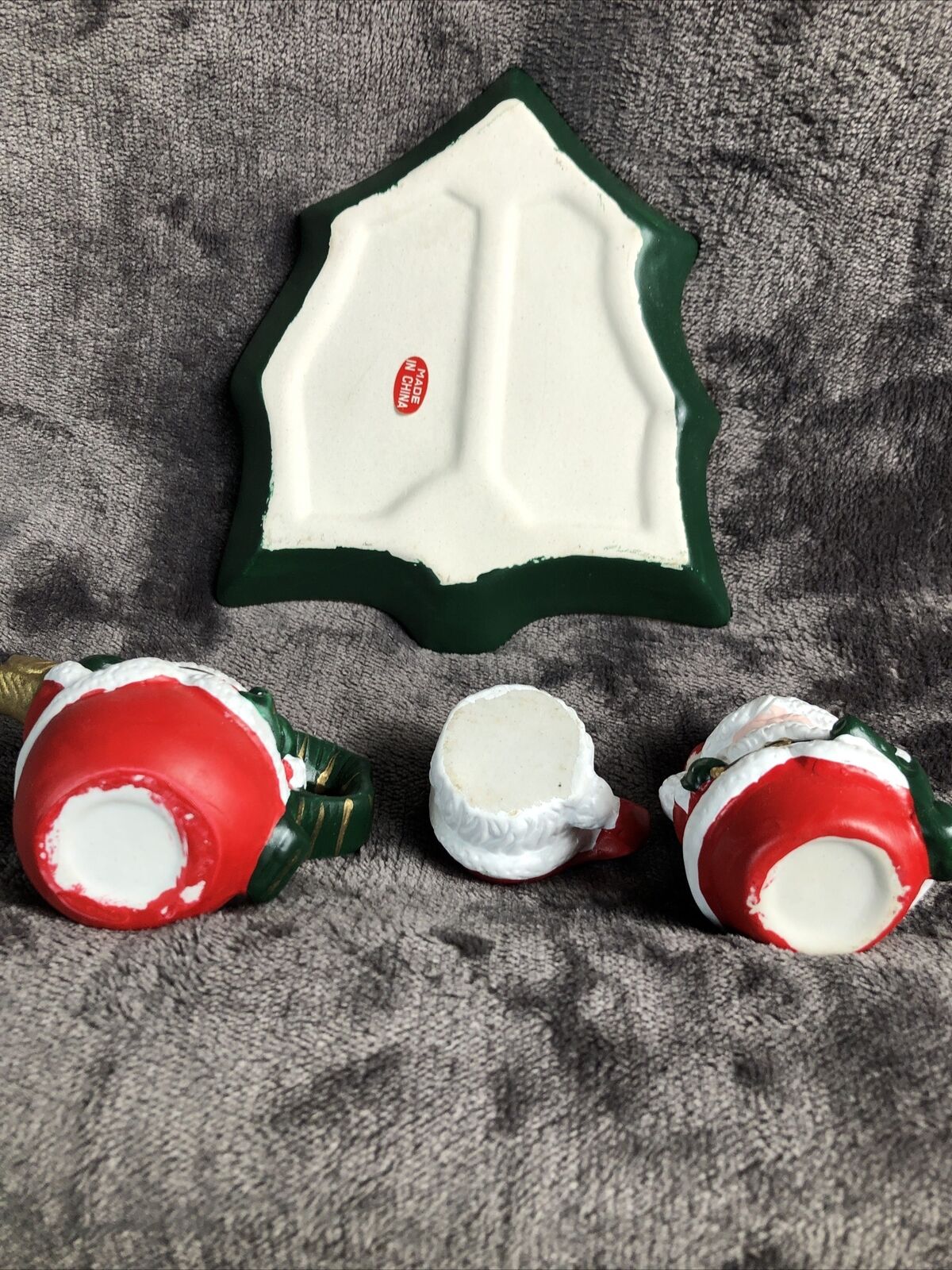 Miniature Tea Set Christmas 7 Piece Set Red Green Christmas