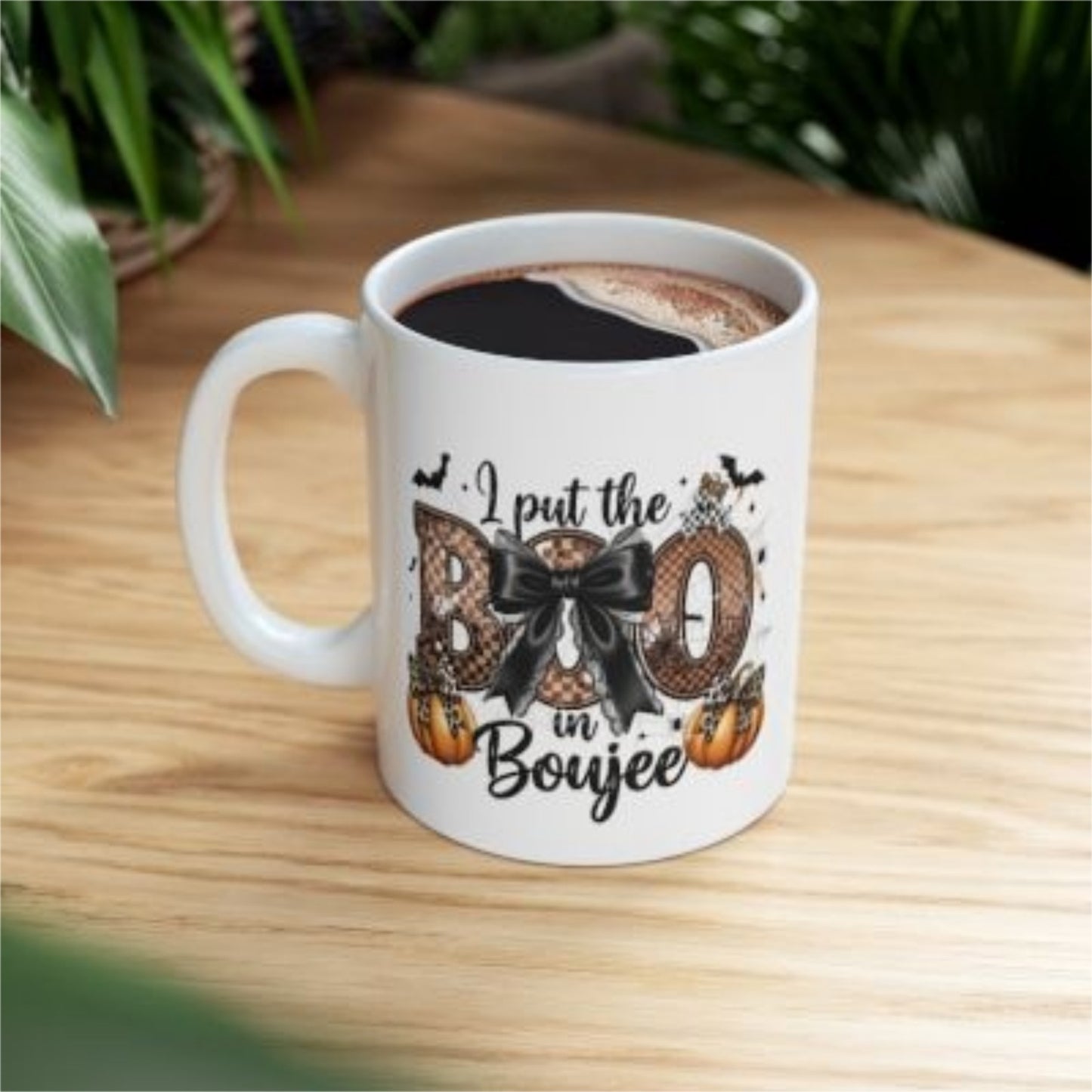 Halloween Coffee Cup Ceramic Mug I Put The Boo in Boujee Cute Fall Pumpkin Gift