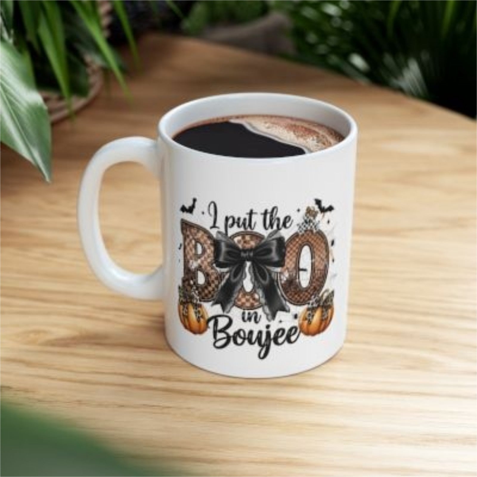 Halloween Coffee Cup Ceramic Mug I Put The Boo in Boujee Cute Fall Pumpkin Gift