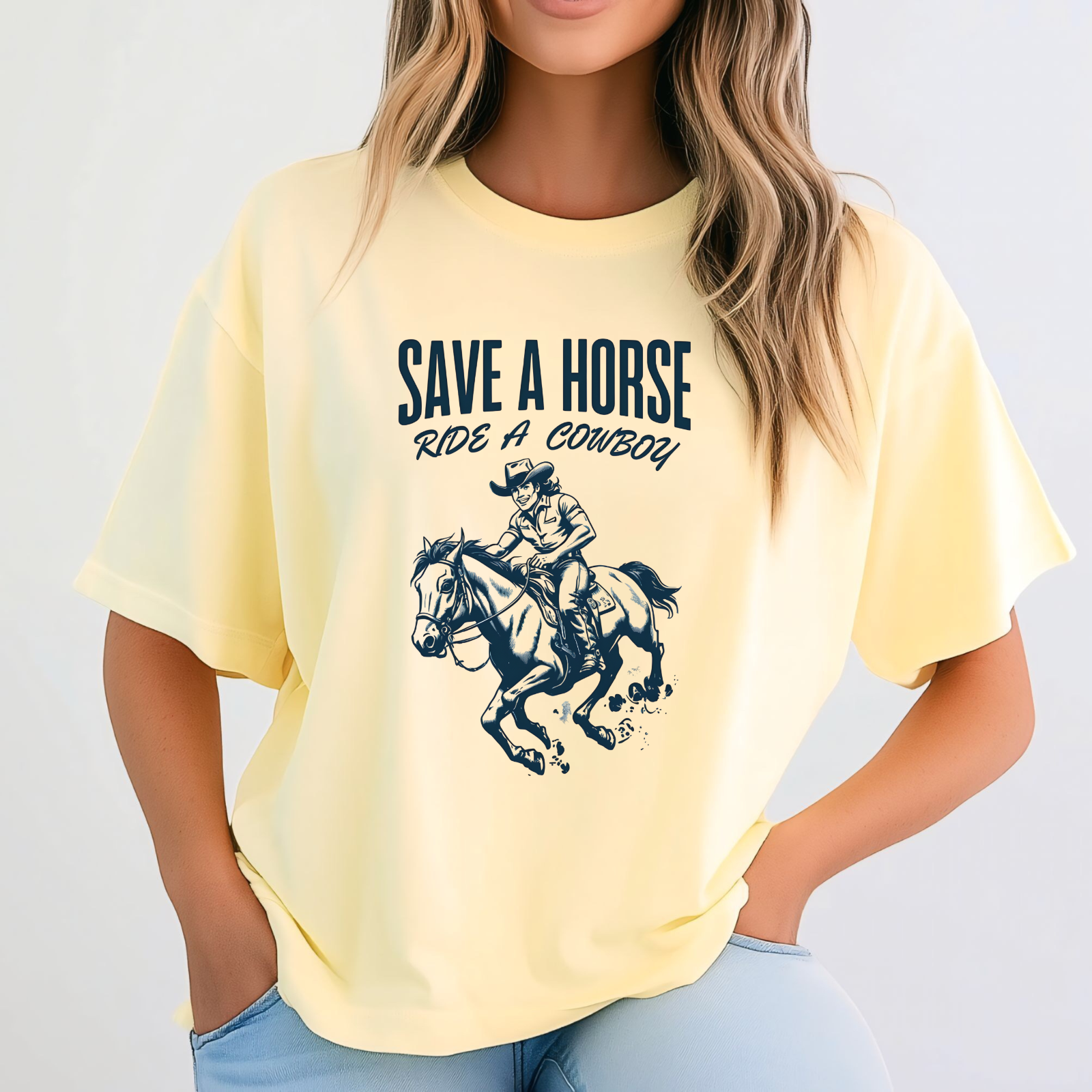 Womans Shirt Funny Save A Horse Ride A Cowboy Top T-Shirt Funny T Shirt