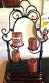 Vintage Metal Candle Holder Stand With Four Red Candles