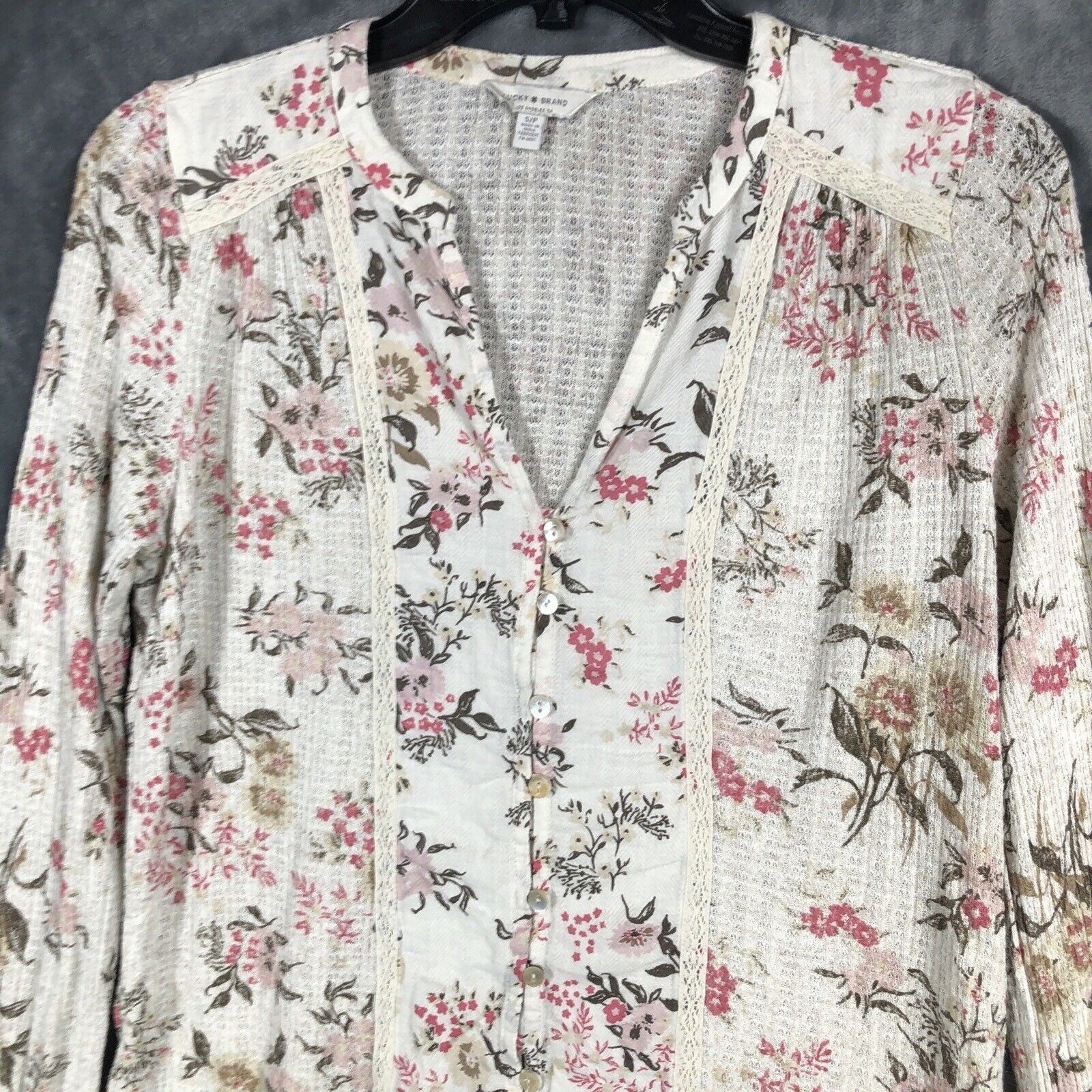 Lucky Brand Women’s Floral Shirt Pearl Buttons Size Small P