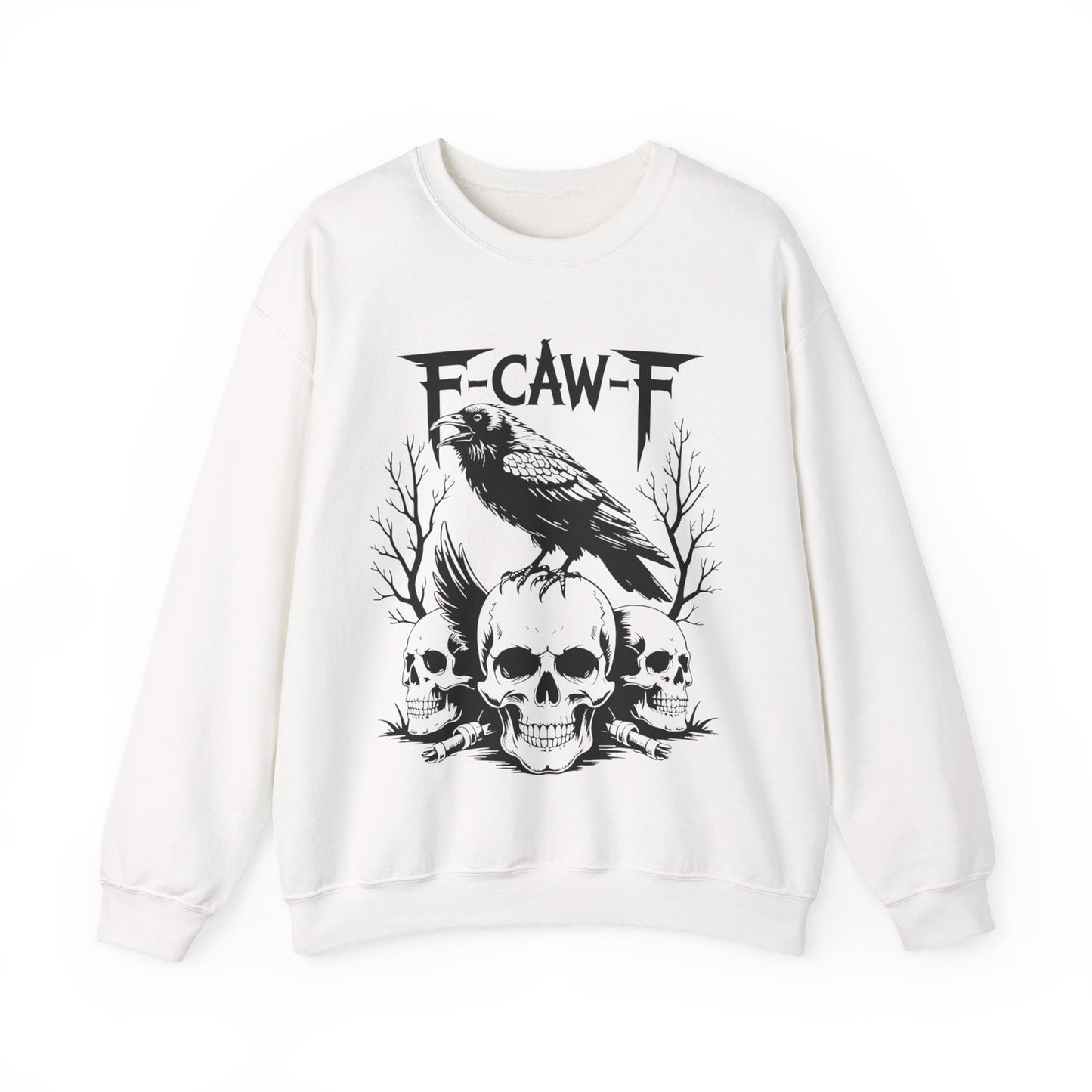 F-CAW-F Raven Skull Sweatshirt Gothic Crow Skull Tee Metal Style Halloween Gift