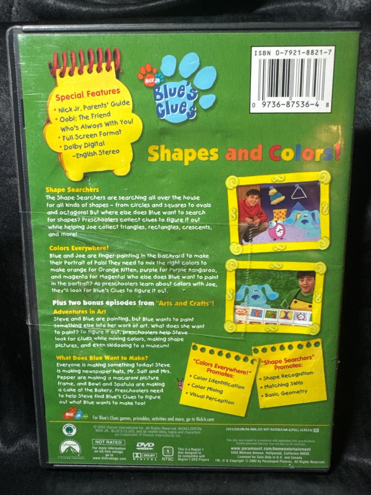 Blues Clues Shapes & Colors DVD Includes 2 Bonus Episodes Nickelodeon